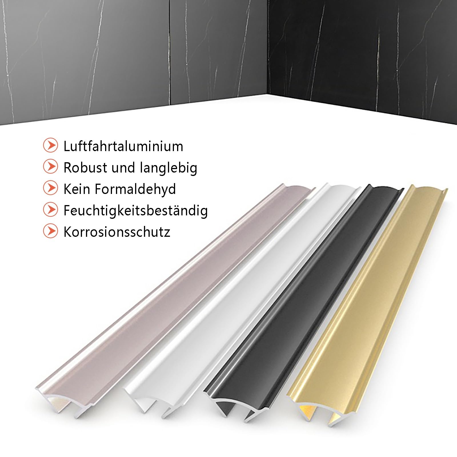 Zócalos De Listones Finales De Aluminio - Perfil De Esquina De 135cm (2 Piezas) para Techo Moderno, Diseño Interior Elegante Y Ambientes del Hogar(Silber,Breite: 2.3 cm)
