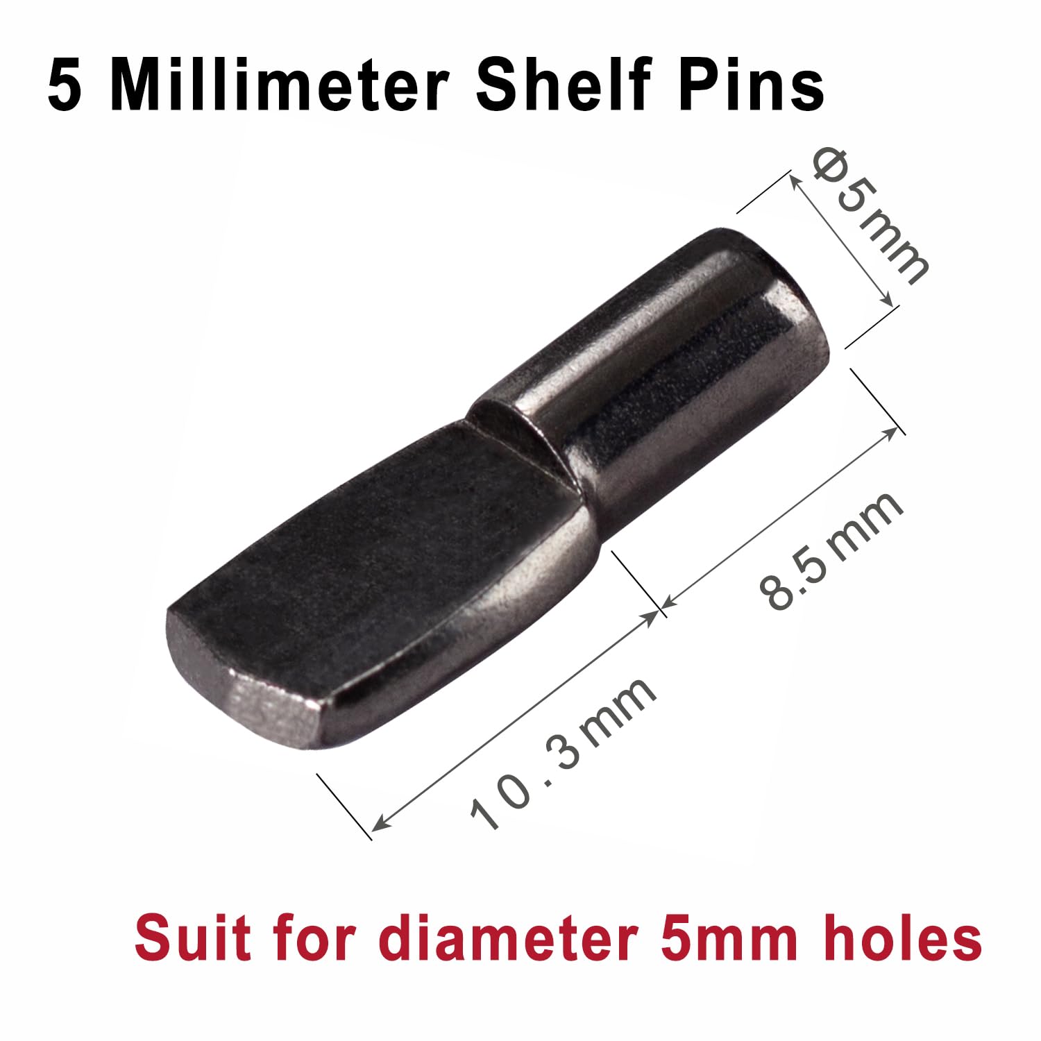 SDTWZW 5mm Shelf Pins, Cabinet Shelf Support Pegs, Black Nickel, 60 Pcs — Amazon image 2