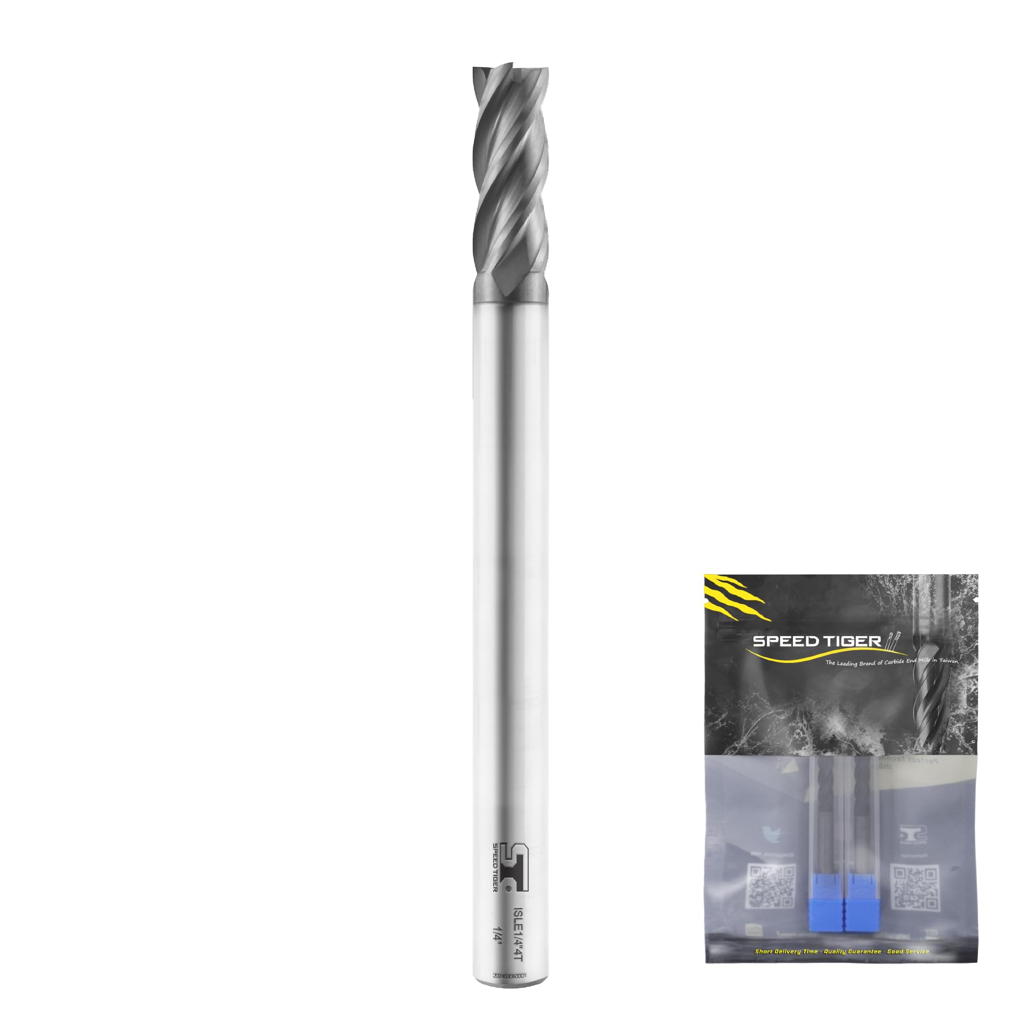 SPEED TIGER Micrograin Carbide Square End Mill Extra Long Reach - 4 Flute - ISLE1/4 4T (2 Pieces, 1/4") - for Milling Alloy Steels, Hardened Steel, Metal & More – for DIYers & Professionals
