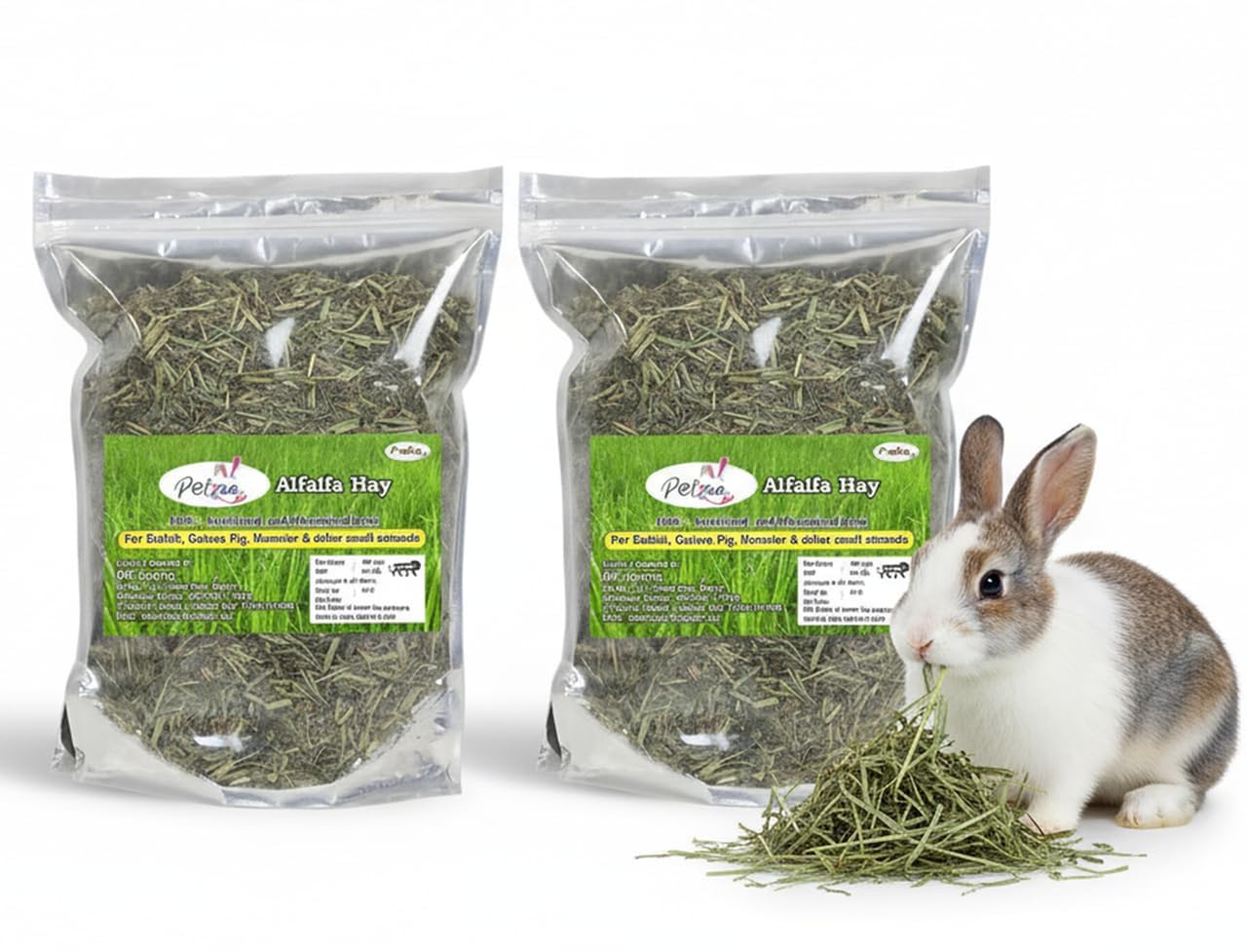 Petzee Alfalfa Hay, Food for Baby and Young Rabbits, Guinea Pig, Hamsters and Other Small Animals (400 GMS, Pack of 2)-image-4