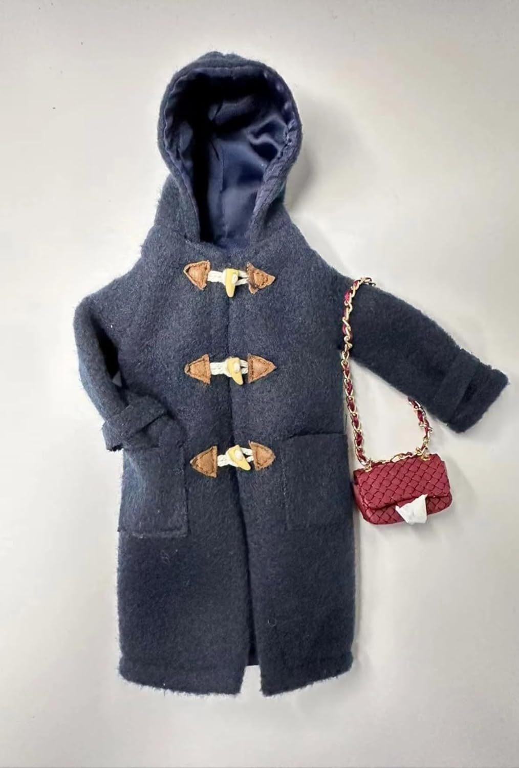 Academic Style Doll Outfit Set for 11.5-12 Inch Fashion Dolls, Navy Wool Blend Toggle Coat Vintage Ensemble