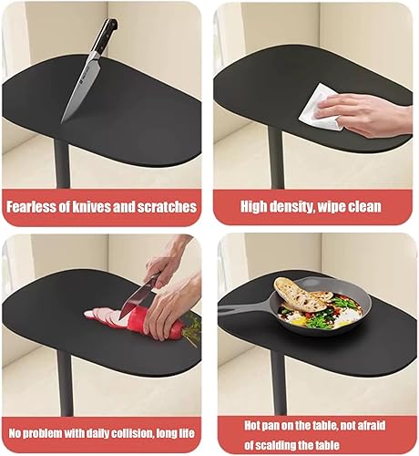 Miniatura 6 de Mesa auxiliar en forma de C, mesa auxiliar de hierro para espacio pequeño para sala de estar, dormitorio, baño, mesa comercial de tienda de té con