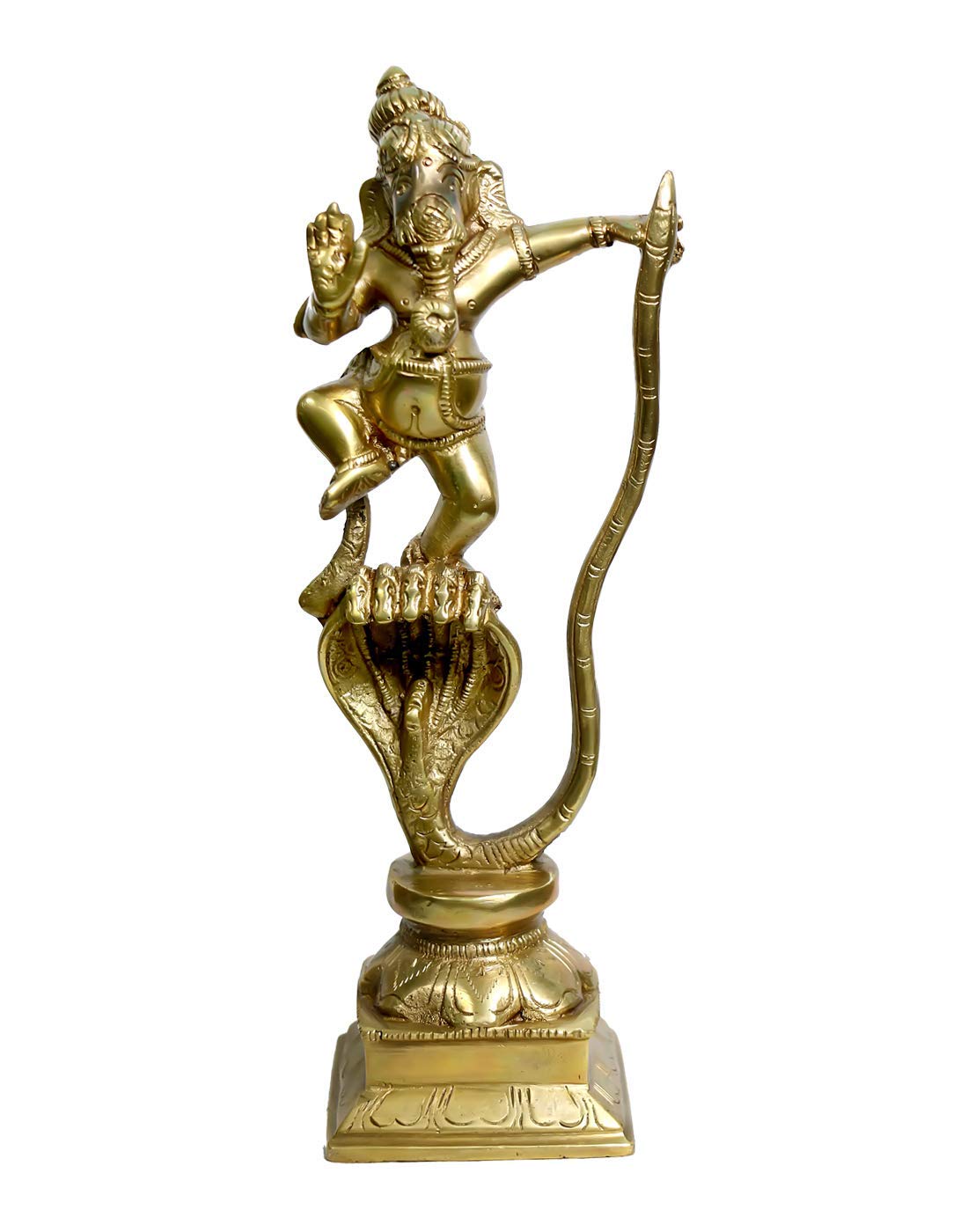 Lord Ganesha Brass Statue Idol Hindu God Ganesh Ganpati On Snake Antique Finish Home Decor Figurine Product Dimension