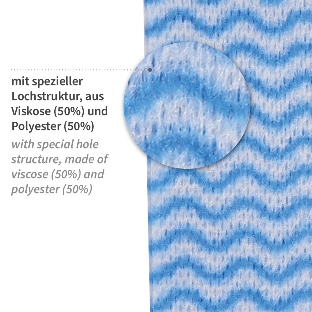 12 Stück Hygoclean Spültücher | Viskose/Polyester, Rolle, blau-weiß, L: 20cm, B: 40cm, Abrisse: 50, Karton, Einweg Putztücher, Spültücher, Reinigungstücher