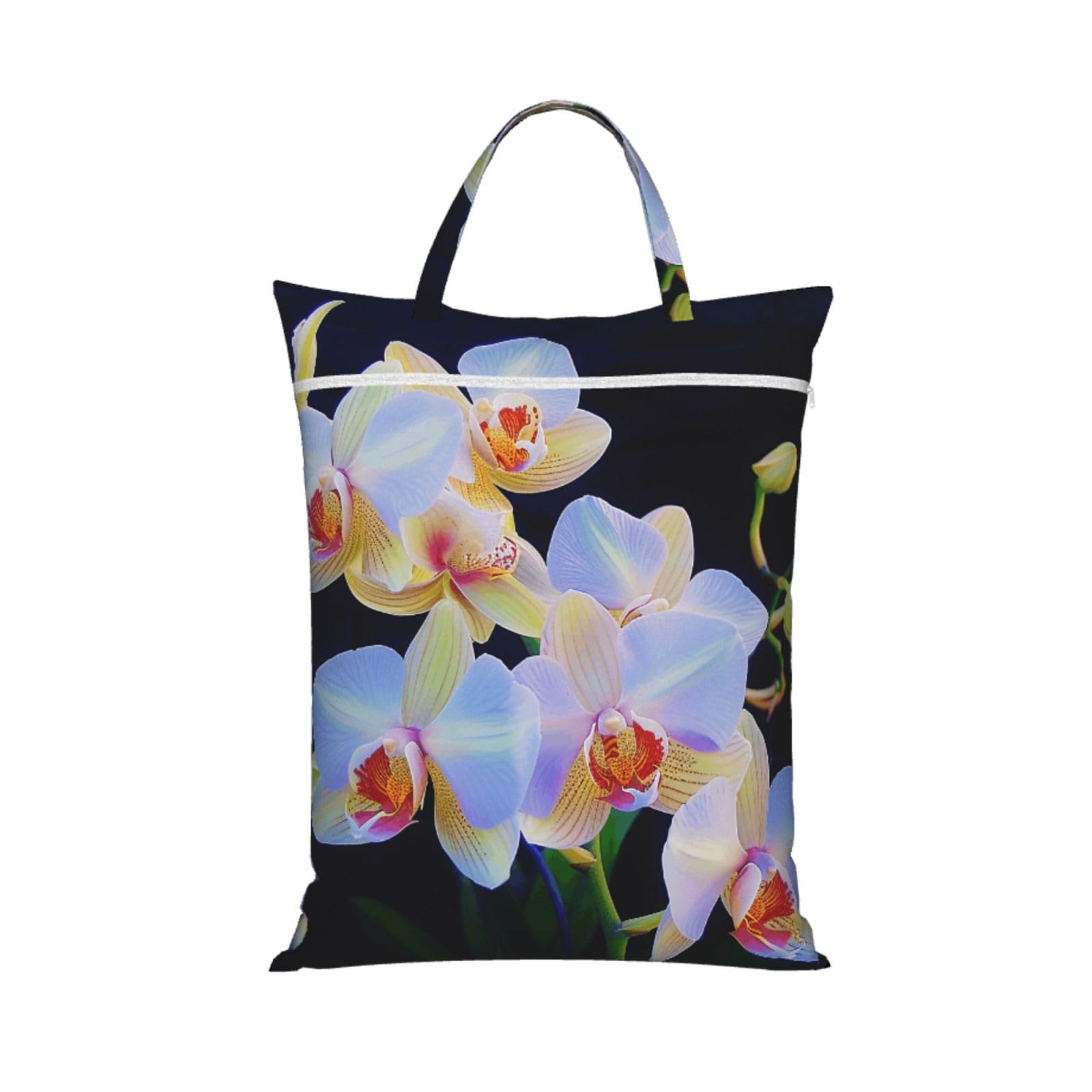 Large Travel Laundry Bags,orchids print Print with Handle Foldable Laundry Bag for Holidays Gym Swimming and Family Trips, 1Pcs