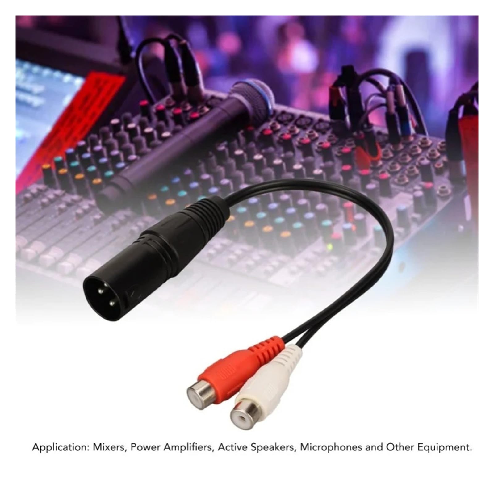 Cable divisor XLR macho a 2 RCA hembra en Y de 0,6 pies, adaptador de audio no equilibrado con cancelación de ruido para amplificador de potencia de mezclador