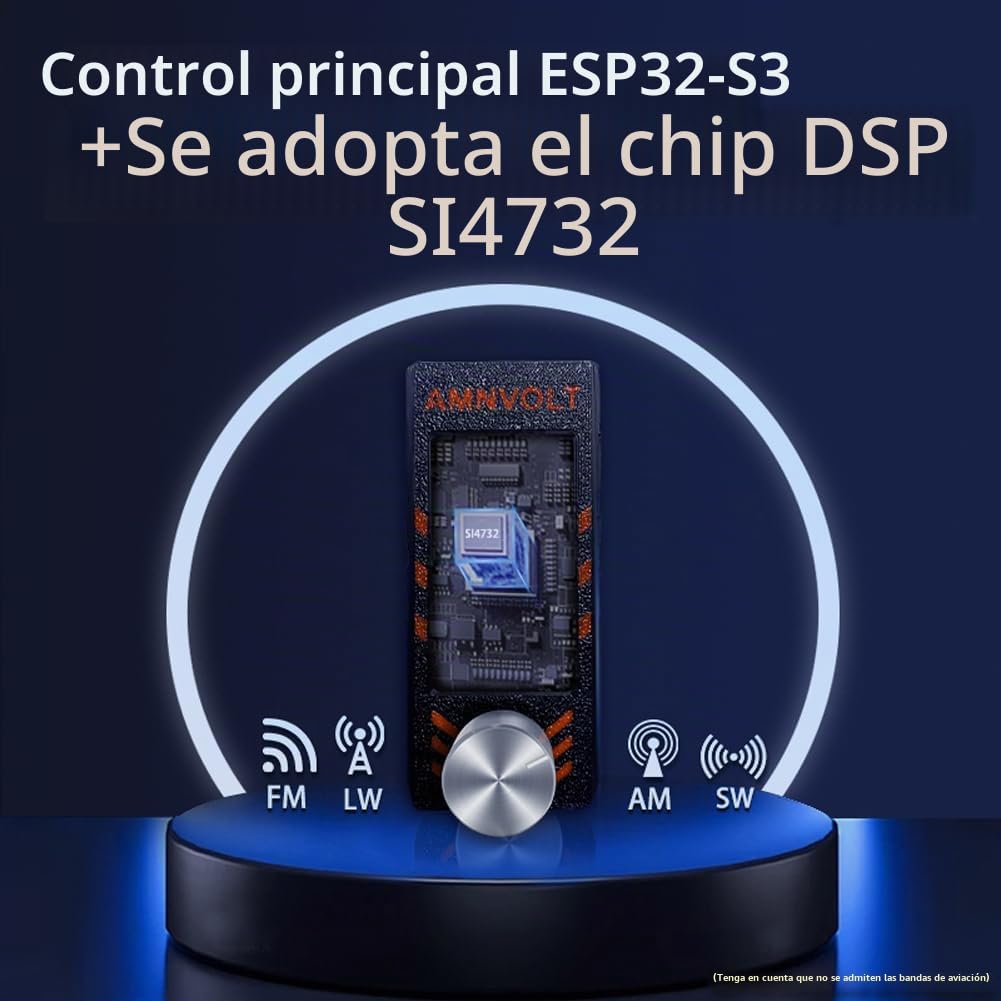 Radio de Bolsillo con Receptor SI4732, Sintonizador 0.5-108 MHz en Soporte LSB USB Am FM, Pantalla IPS 1.9", Radio Portátil Compacta con Antena para Todas Las Bandas