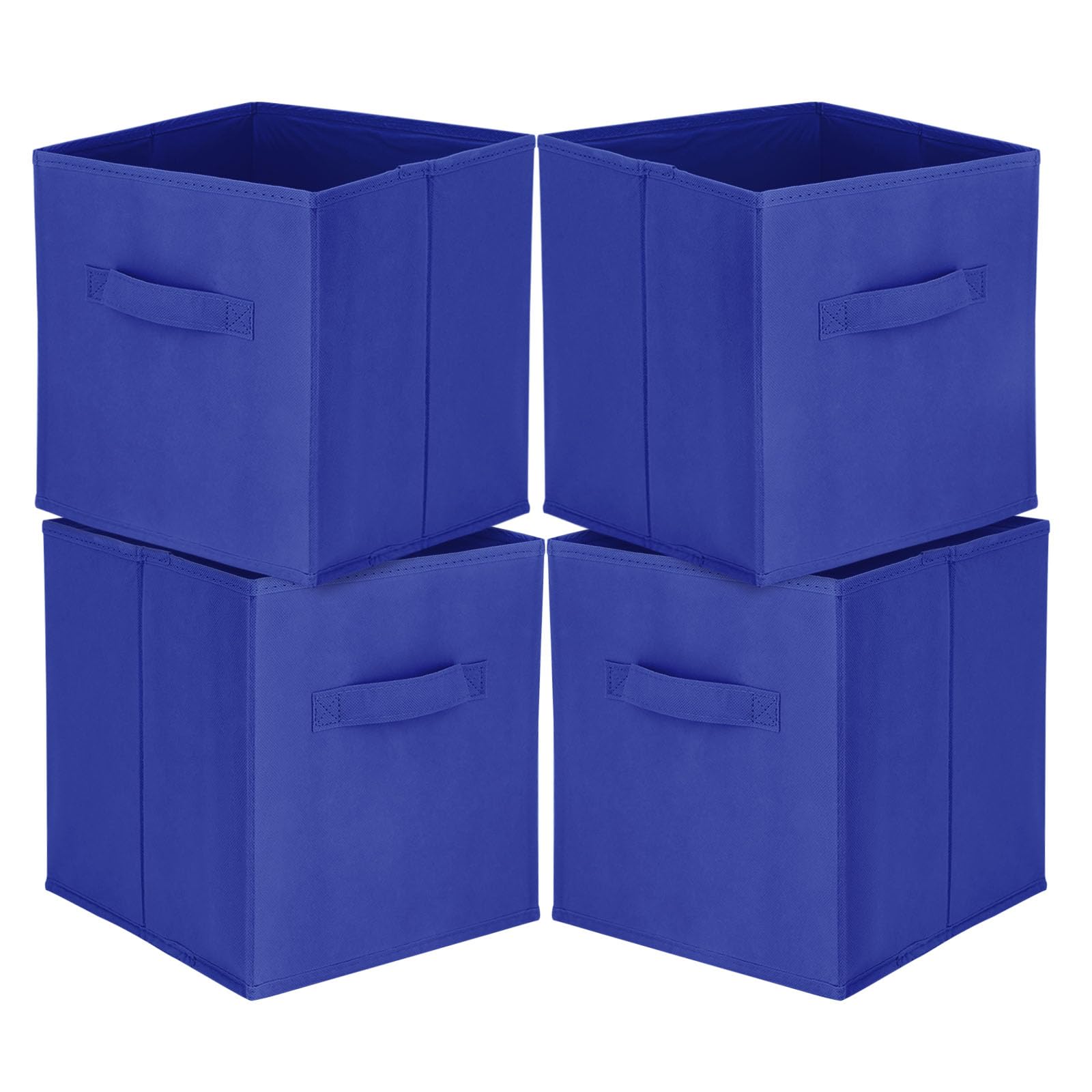 Holdfiturn 4 Pcs Cube Storage Box 27x27x28cm Foldable Open-Top Storage Cubes with Handles Collapsible for Tidying Clothes Toys Bedding for Closet Living Room Bedrooms (Blue)