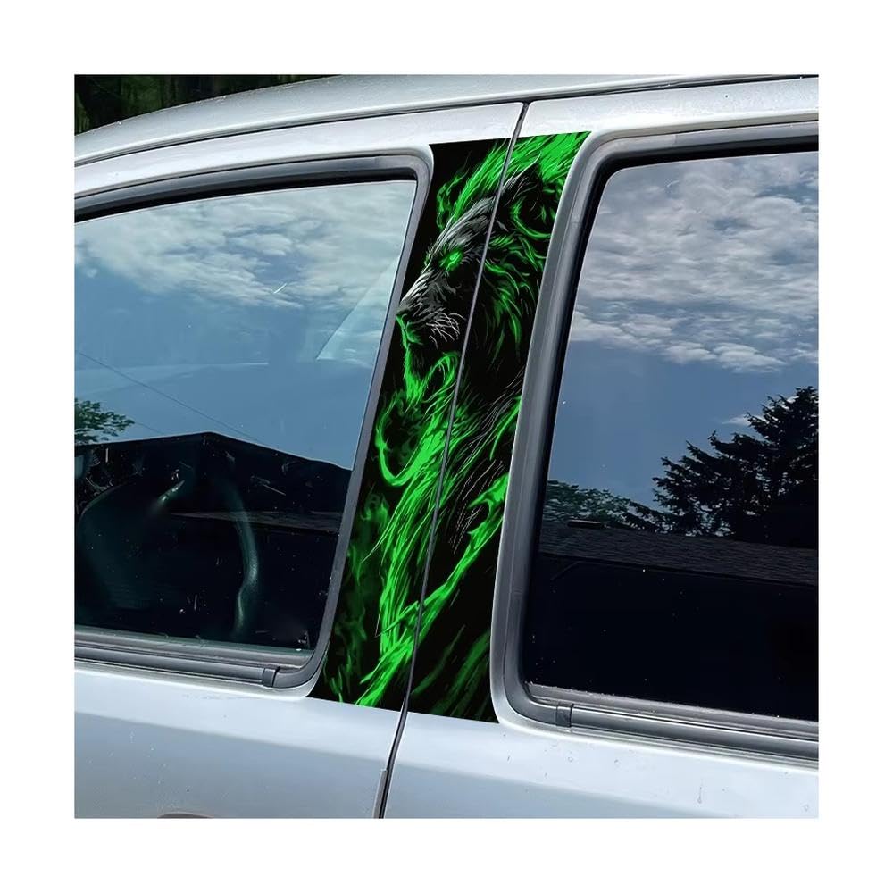 Bertdcx One Color Car Pillar Decals Waterproof Stickers Ghostly Lion Glossy Material Protective Film Auto Parts