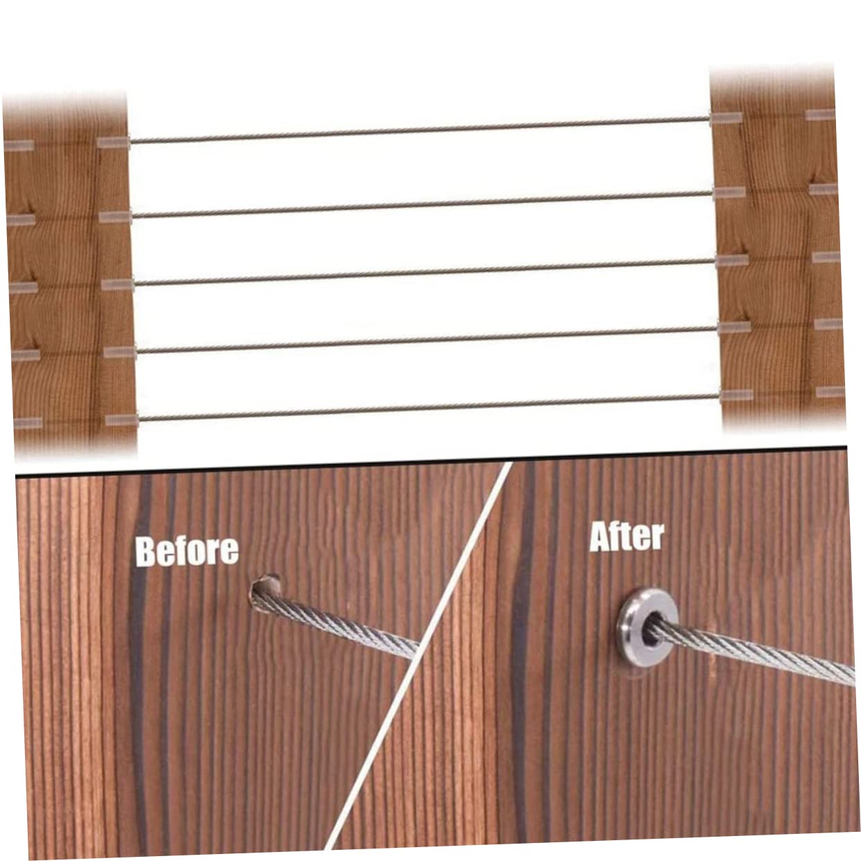 SEWACC 20-Pack Stainless Steel Wire Rope Guardrail Sleeves Cable Railing Kits Protector for Stair Deck Weatherproof Anti-Fatigue