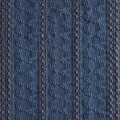 Image of ZeeMart Macrame Style Boho Table Runner, Blue Table Runners 90 Inches Long, Farmhouse Woven Home Decor, 12x90 Inch, Dusty Blue