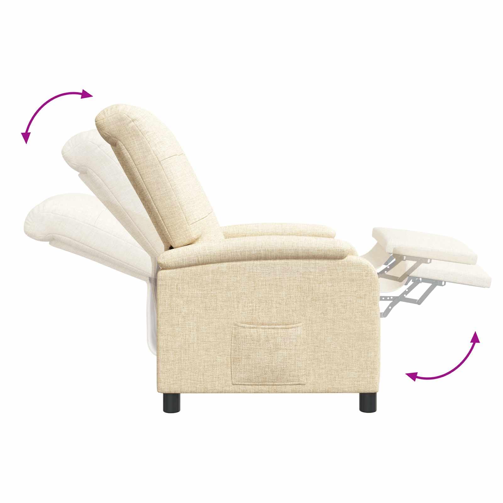 Fauteuil inclinable en tissu crème