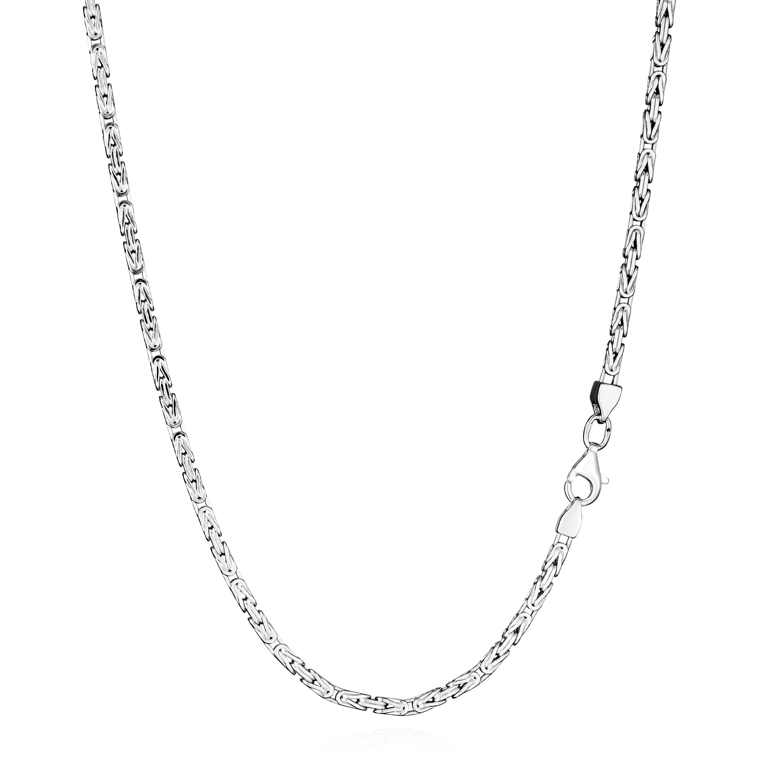 NKlaus Massive Königskette - Kette Echt Silber 925 (Länge r wählbar: 19,5cm - 80cm) - Sterling Silberkette Herren - Sterlingsilber Königs kette vierkant Diamantiert - Herrenkette - Collier 2.3mm breit