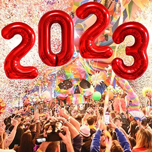 Funtoob Number Balloons 2023 Red Number 2023 Balloons Birthday Number Balloons 40 Inch Jumbo Number Foil Helium Balloons For Birthday Party Graduation Celebration New Year Decorations (Red 2023) #TOP7