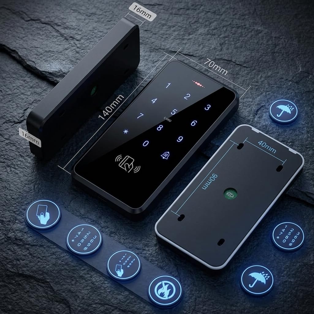 Kit sistema di controllo accessi RFID: il sistema di sblocco 3 in 1 include tastiera di accesso, alimentatore, serratura magnetica da 350 libbre, interruttore di uscita e 10 portachiavi.