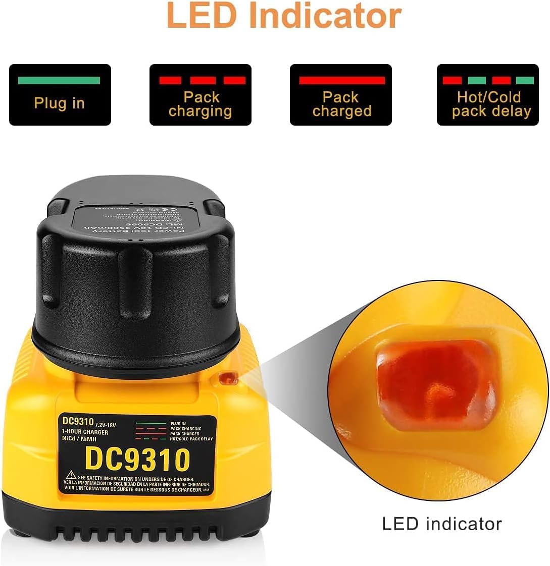 DC9310 Replace Dewalt 18v BatteryCharger Compatible with DW9116,DW9226, DW9118, DC9320,DC9319 forDEWALT 7.2V-18V NiCad NiMh BatteryDCB112 DCB 102 DCB104 DC9320DC9096 DC9098 DC9099 - Image 5