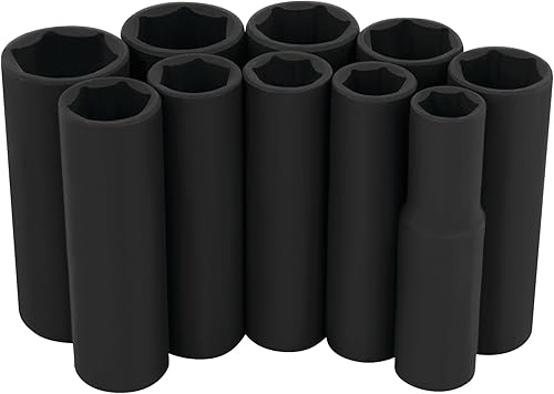 Performance Tool W38401 - Juego de llaves de vaso de 10 piezas, 38 pulgadas, color negro métrico grabado con láser