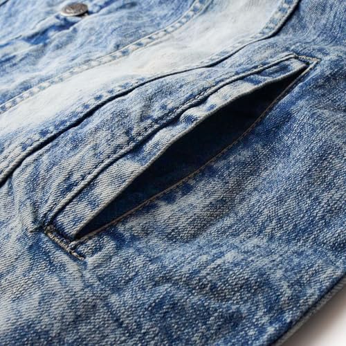 Men 2-Piece Classic Denim Standard Fitted Jean Suit Jacket & Pants3