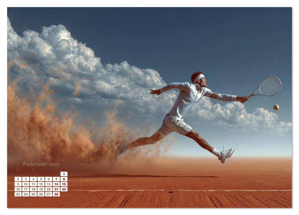 Aufschlag - Punkt - Applaus (Wandkalender 2026 DIN A3 quer), CALVENDO Monatskalender: Tennis Motive