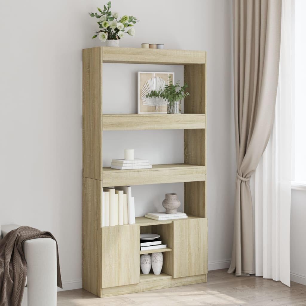 vidaXL Aparador Alto Madera de ingeniería Roble Sonoma 92x33x180 cm
