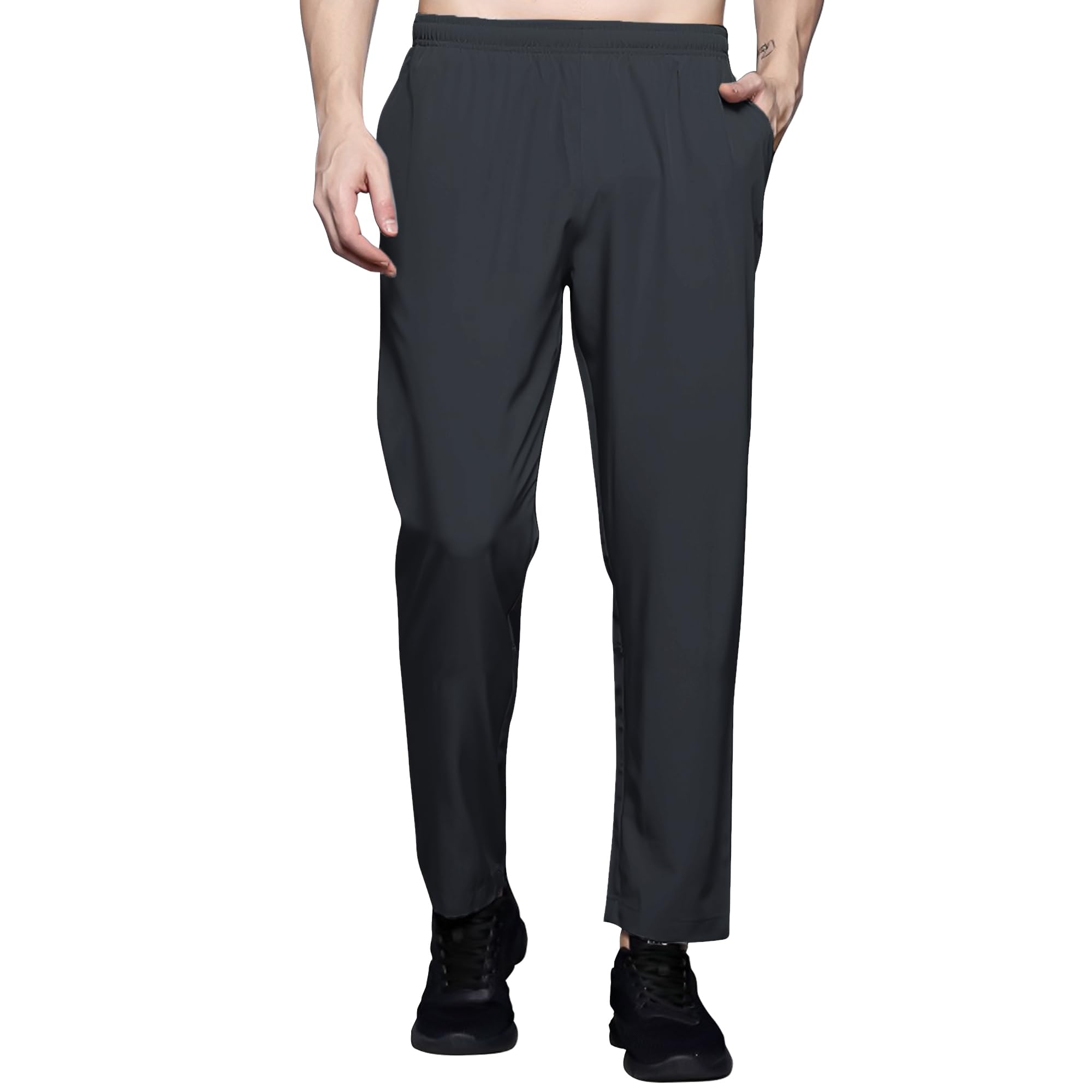 GR8 Great ClothingSlim Fit Track Pants NS Lycra Athletic Joggers with 2 Side Zipper Pockets for Men Gym Pants for Men Dry Fit Track Pants