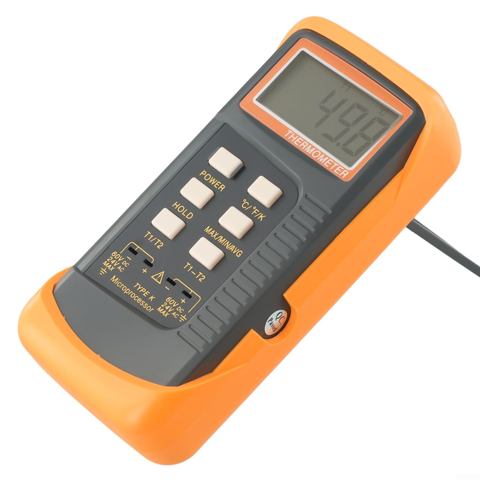 Termometro digitale a doppio canale K 6802 II con 4 sonde per misurazione della temperatura BGA HVAC da -50 °C a 1300 °C, doppio ingresso T1/T2, monitoraggio con display LCD e conservazione