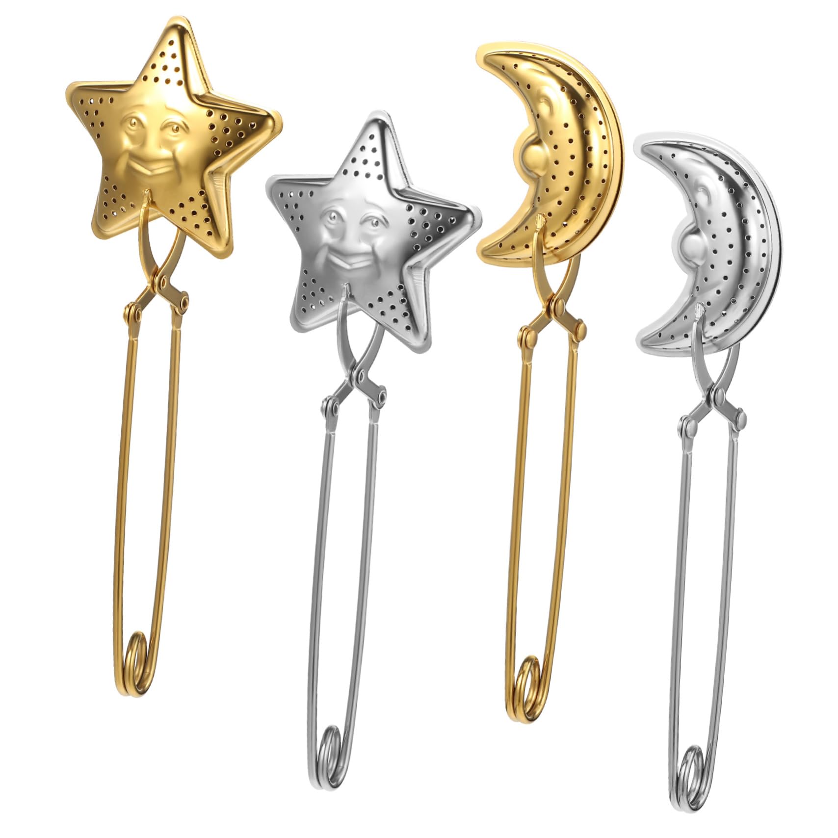 NUOBESTY 4pcs Tea Strainers Star and Moon Shape Loose Leaf Tea Infuser for Home Office and to Clean for Herbal and Use