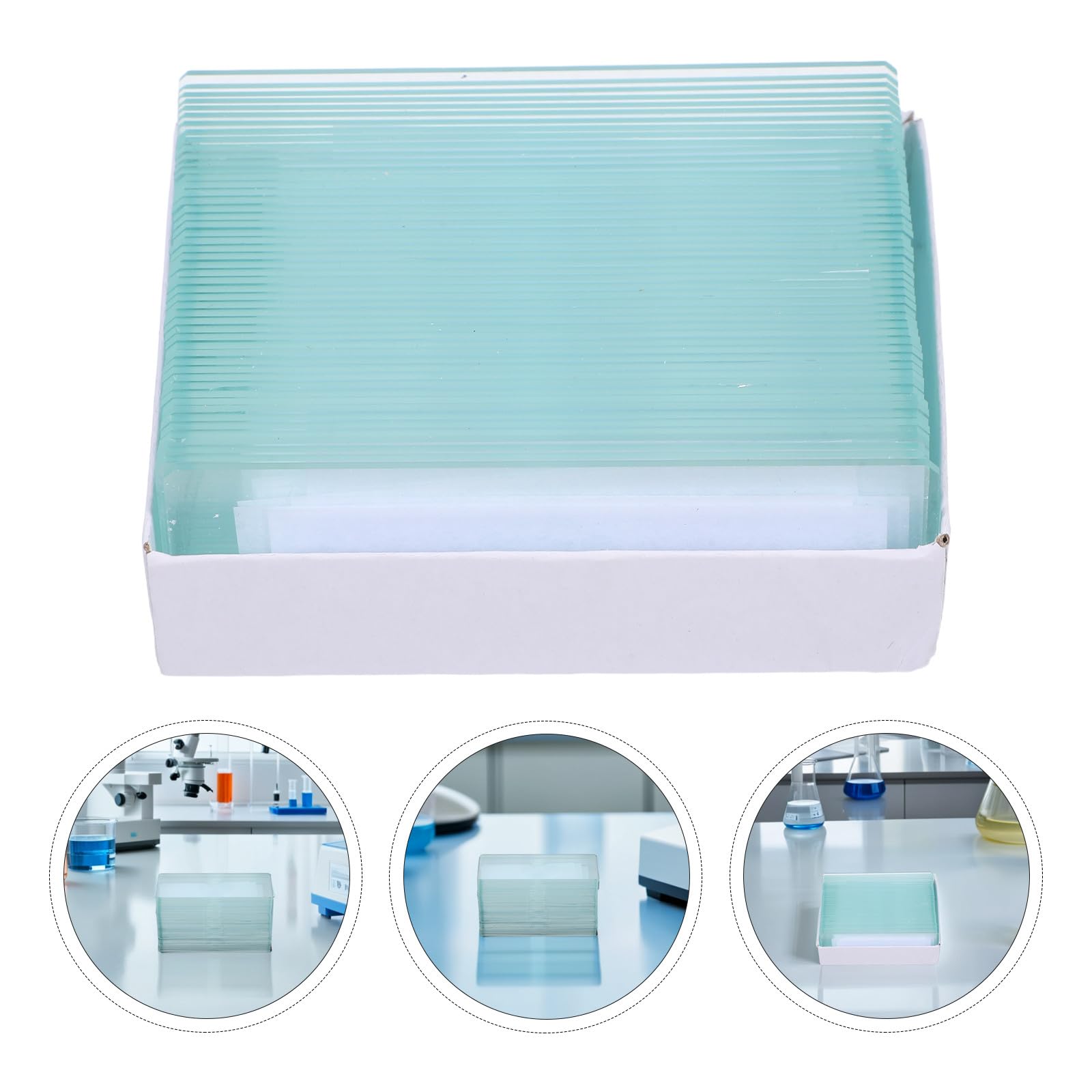 50 Portaobjetos de Vidrio Cóncavo Simple para Muestras Acuáticas, 50 Unidades, Material de Vidrio Resistente, Tamaño Estándar, Accesorios para Laboratorio Científico