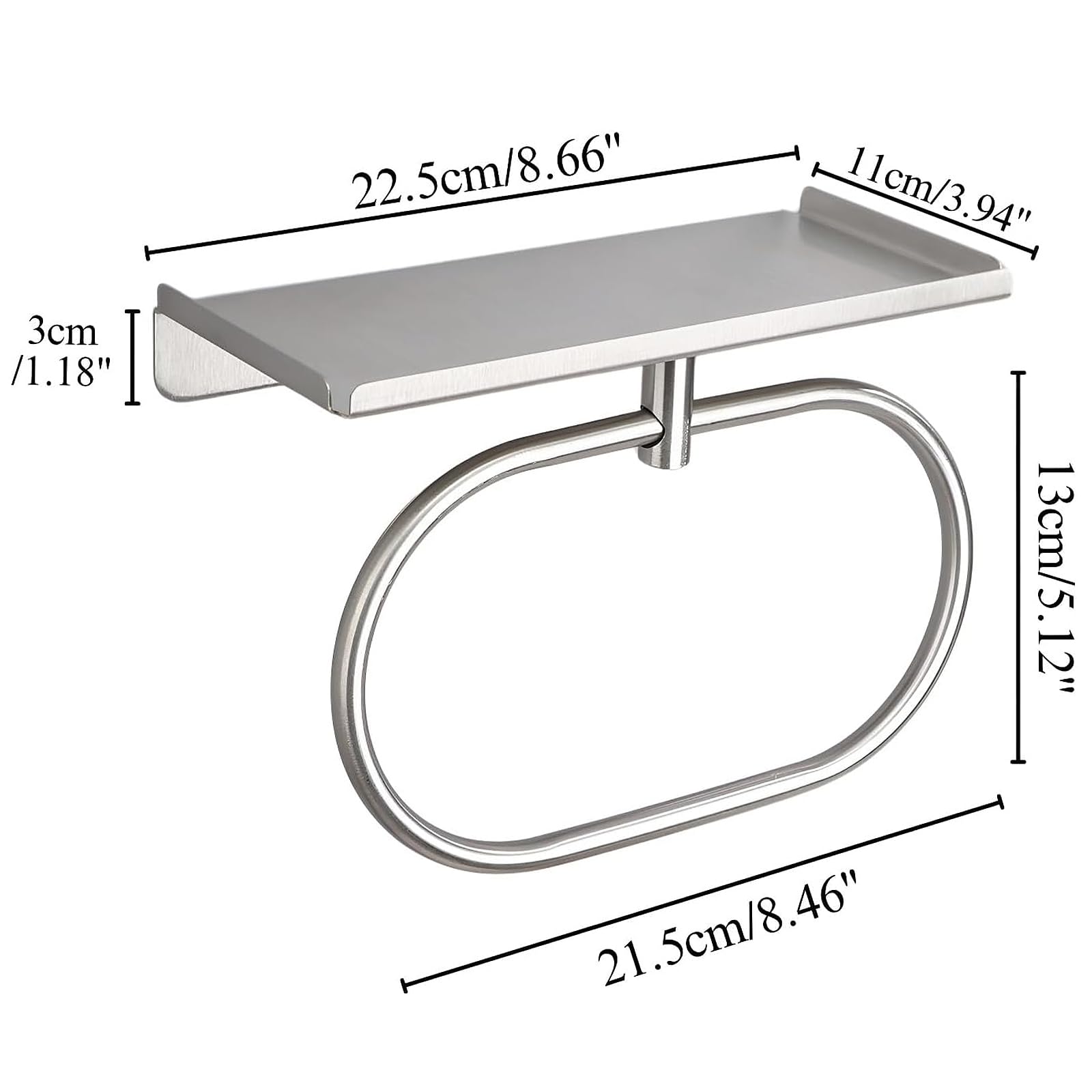 Anillo de Toalla de Acero Inoxidable 304, Toallero de Anilla Montaje en Pared, Autoadhesiva Toallero sin Taladrar, Toallero Cepillado para Baño, Cocina, Sala de Estar y Dormitorio (Plateado)