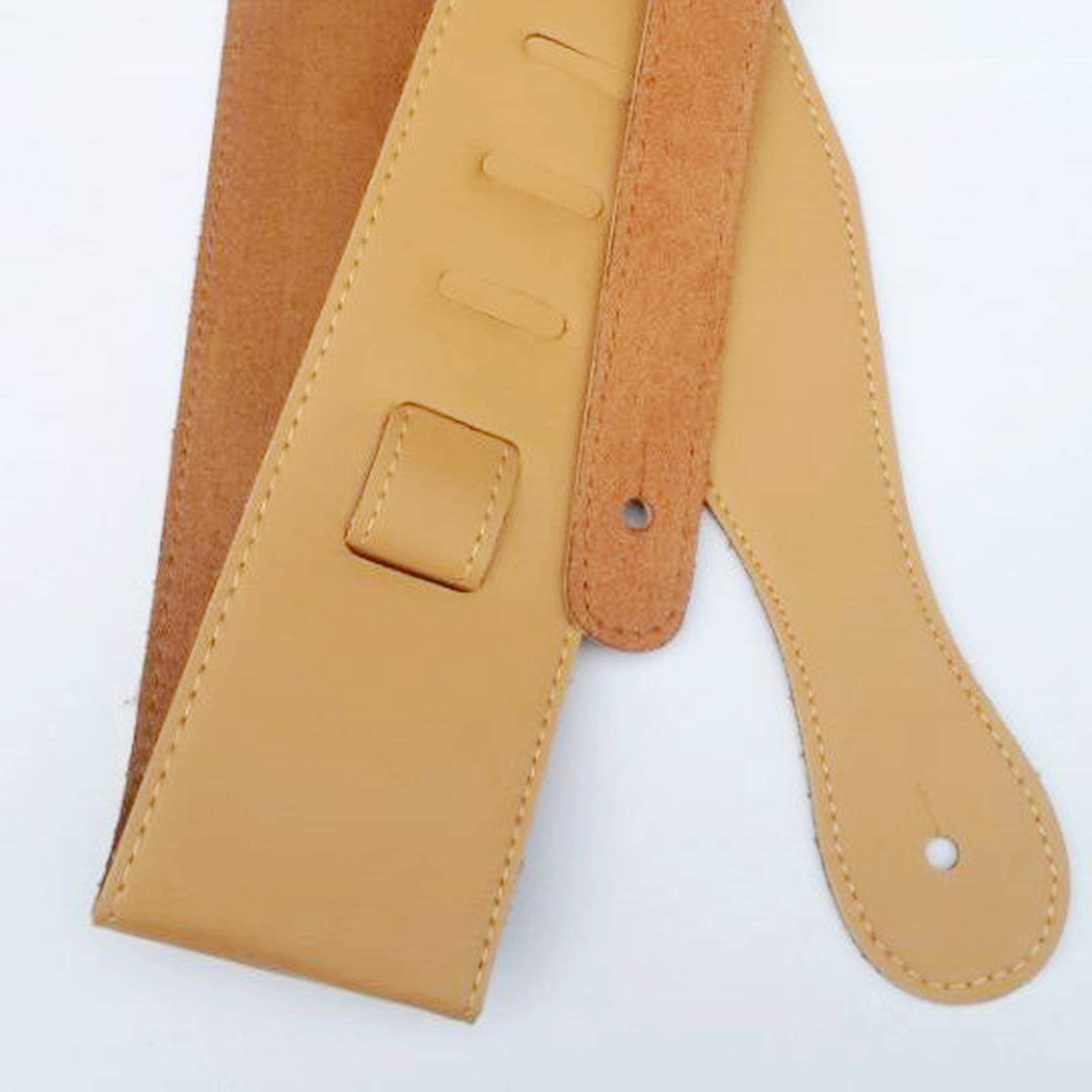 Correas ajustables de cuero para guitarra, de lujo, de 6,5 cm de ancho, color marrón
