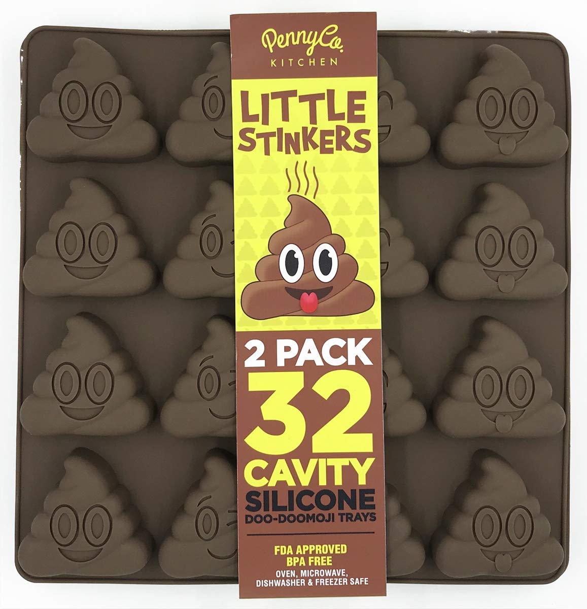 DOCLOGEPoo Emoji Silicone Molds 32 Cavity 2 Pack Set by PennyCo Kitchen