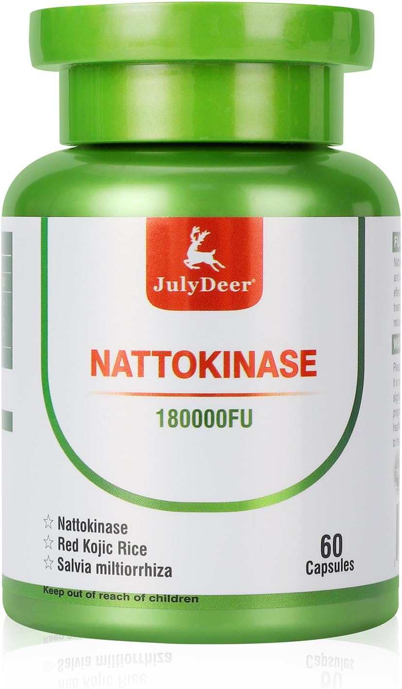 Nattokinase 6,000 FU Per Serving of Enzyme, Whole Bottle 180,000 FU, with Red Kojic Rice, Salvia Miltiorrhiza Extract – 60 Vegan Capsules of Nattokinase 150 mg – Gluten Free, Non-GMO Nattokinase 6,000 FU Per Serving of Enzyme, Whole Bottle 180,000 FU, with Red Kojic Rice, Salvia Miltiorrhiza Extract – 60 Vegan Capsules of Nattokinase 150 mg – Gluten Free, Non-GMO