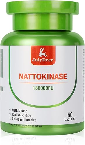 Miniatura 1 de Nattokinase 6,000 FU por porción de enzima, botella entera de 180,000 FU, con arroz kójico rojo, extracto de Salvia Miltiorrhiza - 60 cápsulas