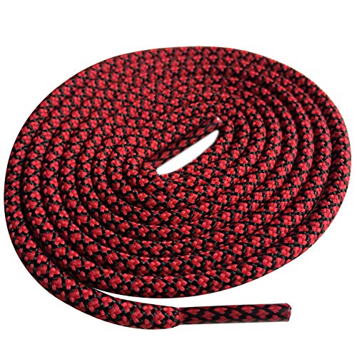 ECYC Randonnée pédestre Marche Deux Remplacement de Lacets de Corde Corde, Lacets de Sport Corde Ronde Pour Boost Basketball, Longueur 130cm, Rouge Noir
