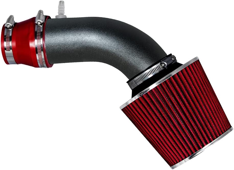 Ares Motorsports MATTE BLACK PIPE RED - SHORT RAM INTAKE Compatible For 11-15 Hyundai ACCENT/VELOSTER 1.6L / ELANTRA/KIA RIO VCWSI-HY-V06VDB