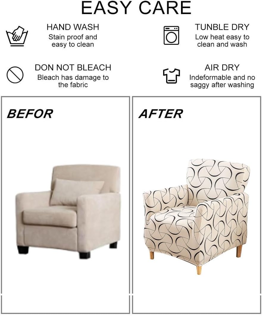 Accent Chair Covers with Arms Stretch Mid Century Modern Accent Chair Slipcovers 1-Piece Printed Banquet Arm Chair Cover Couch Sofa Covers Protector for Living Room Office Hotel #5
