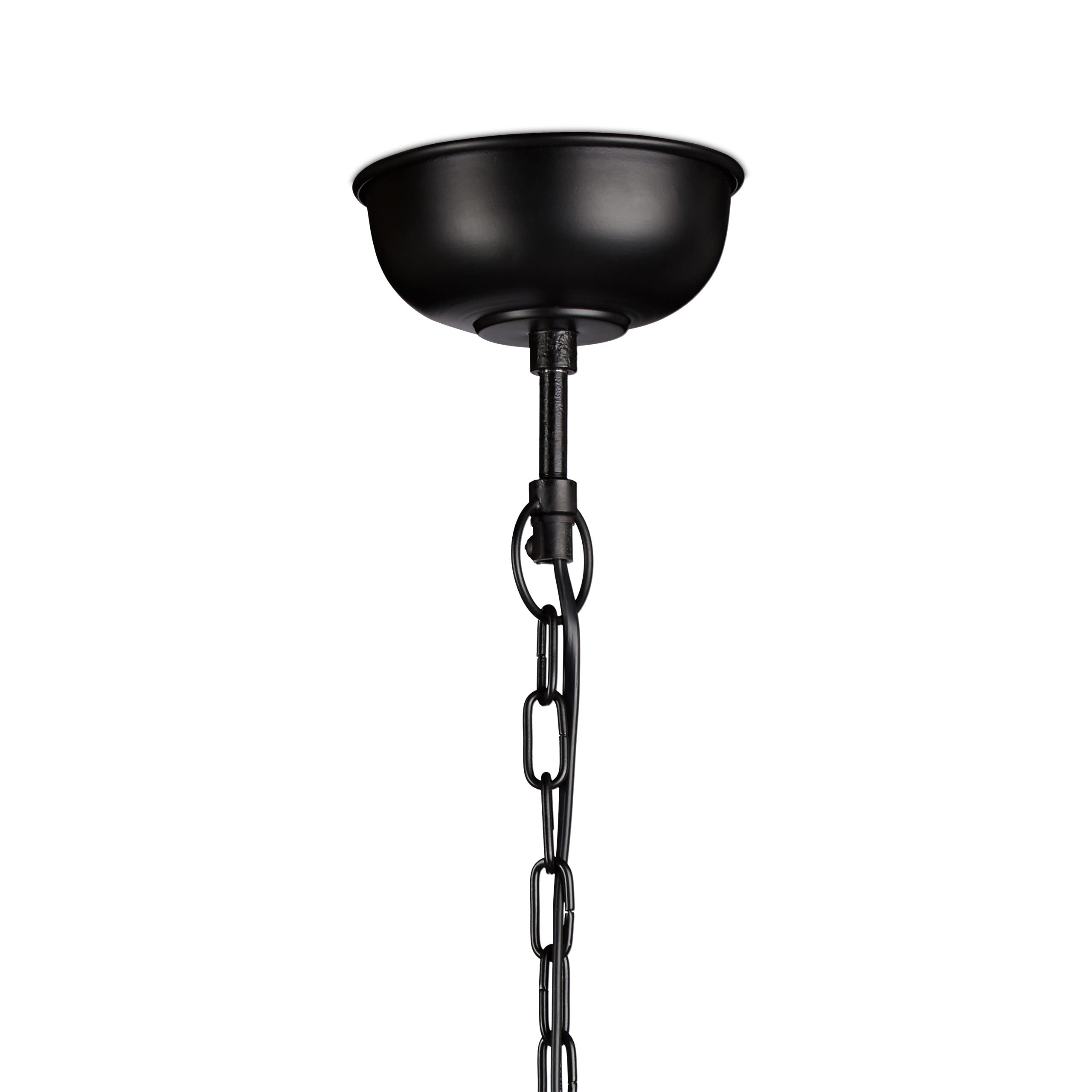 Relaxdays Lampa wisząca w stylu industrialnym, styl retro, styl habby, dekoracja do jadalni, LED E27, lampa wisząca Ø 21 cm, czarna