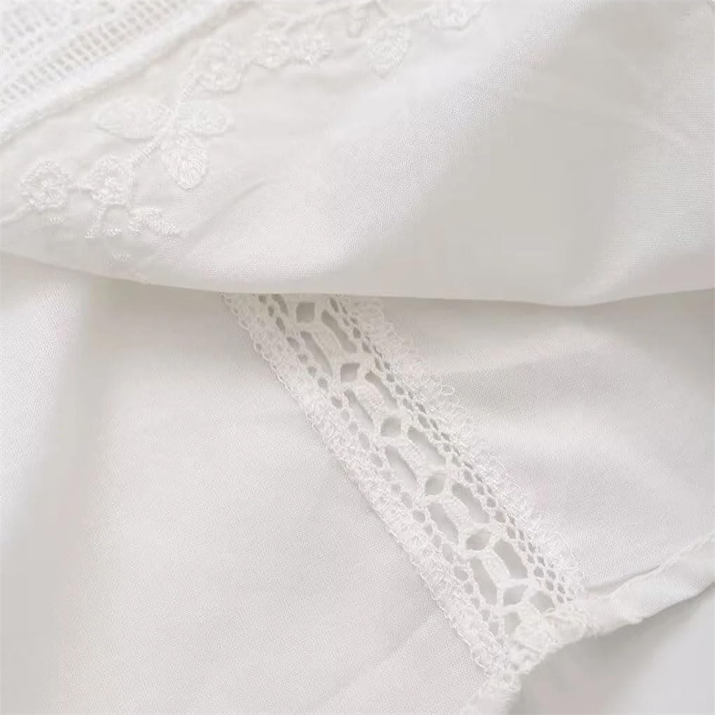Women's Lace Embroidery Tie Front Shirt