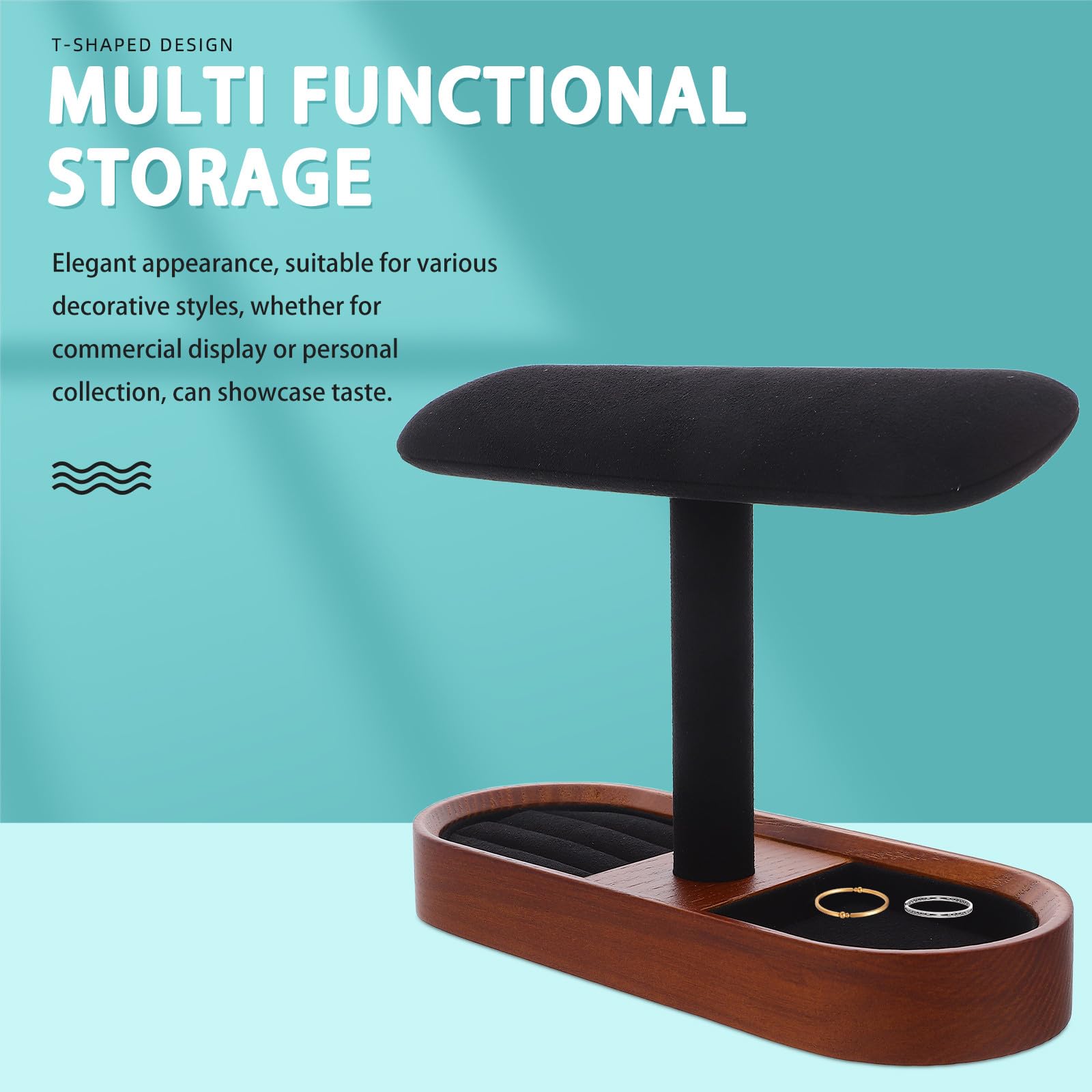 Massiver Holz Schmuckständer mit T bar Design Multifunktionaler Organizer für Manschettenknöpfe und Armreifen für Zuhause und Geschäfte