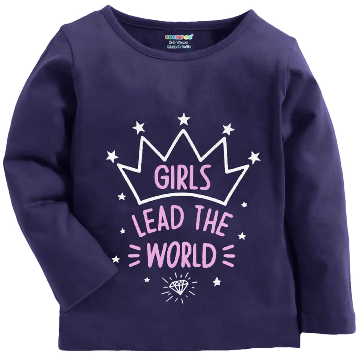 Kuchipoo Girls Full Sleeves Regular Fit Cotton T-Shirt (2-3 Years, Multi 1) 4