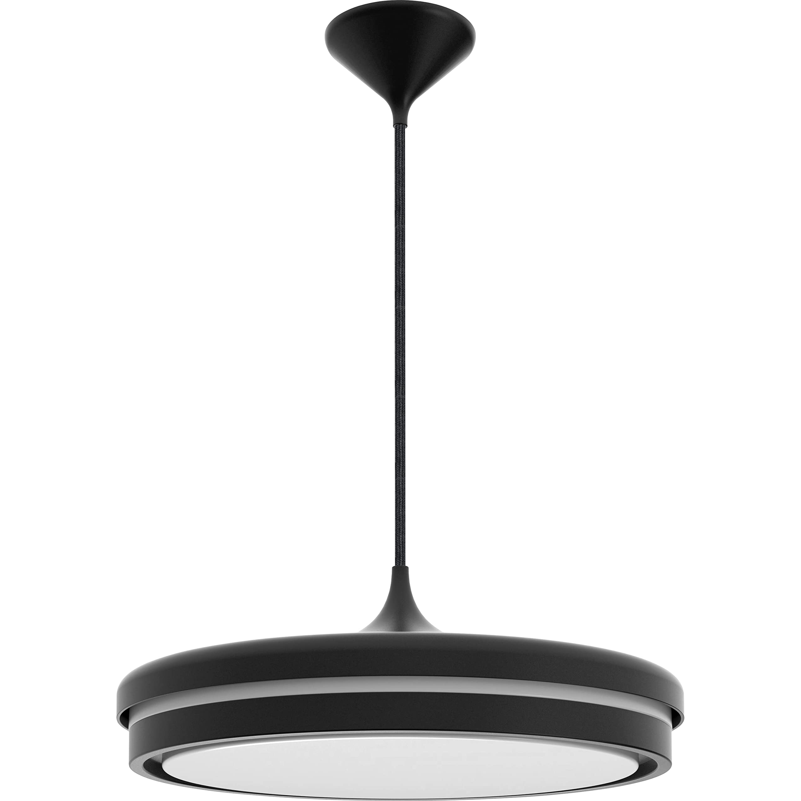 tint Smarte LED-Pendelleuchte KEA – Steuerbar per Alexa oder Fernbedienung – Dimmbare Beleuchtung mit weißem (1800-6500 K), farbigem RGB und indirektem Licht, 22 W – Ø 42 cm