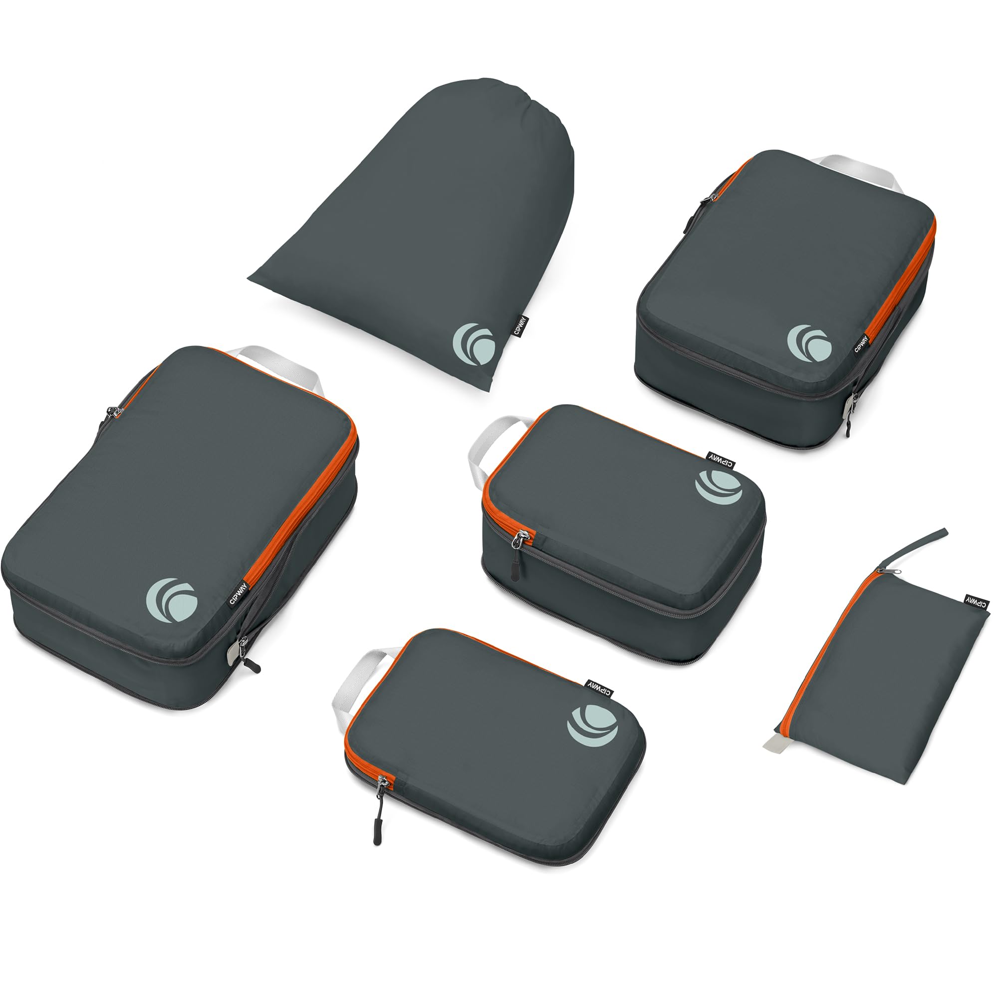Cipway Compression Packing Cubes Set, Ultralight Expandable Travel Packing Organizers for Carry on Luggage (Grey 6pcs)
