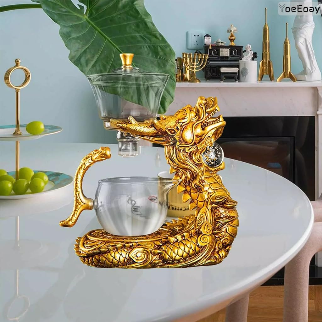 Kung Fu Glas Tee Set Halbautomatisches Teeset Magnetische Teekanne Faul Tropf Kung Fu Tee Set Kung Fu Teekanne- Tee Geschenke Für Männer(Kung-Fu-Teekanne)