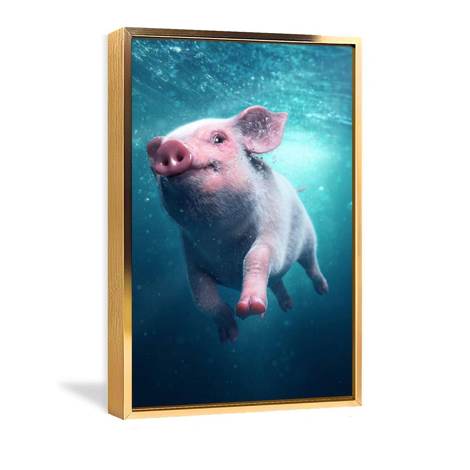 Amazon.co.jp: 絵画 水中を泳ぐ子豚インテリア 絵画 超リアルな動物
