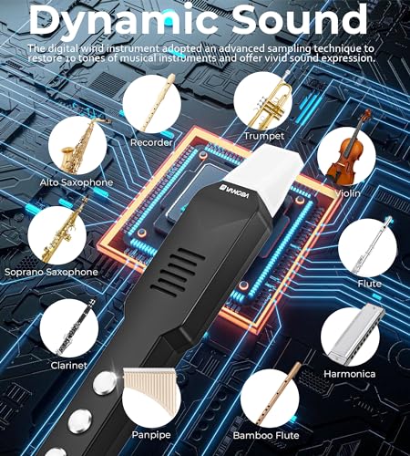 vangoa ewi-100 portable mini digital electronic wind instrument synthesizer rechargeable with removable mouthpiece for kids adults beginners