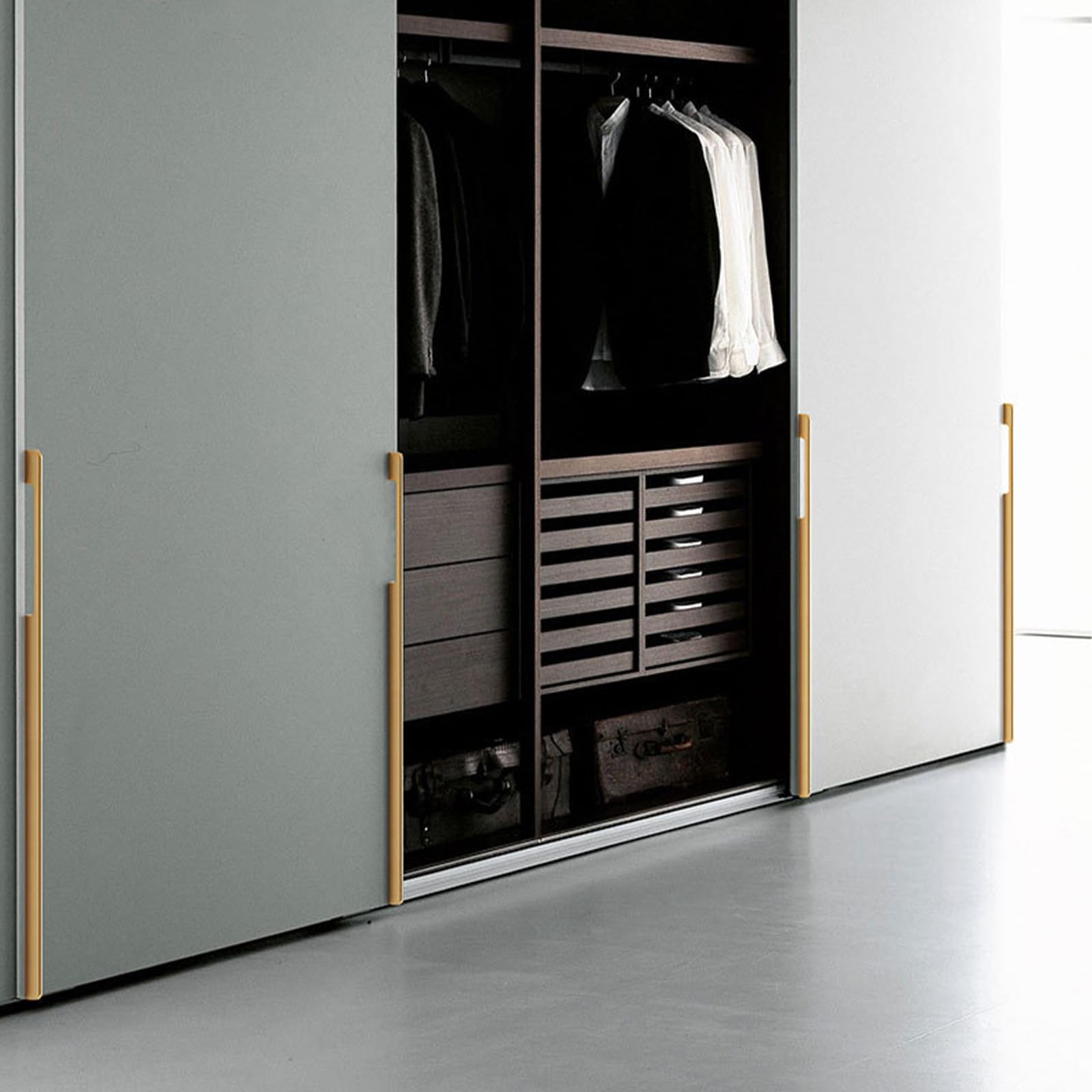 Griffe für Schränke Gold Lang,2 Griffe Küche Modern Massive Aluminium | Eloxierte Oberfläche Bügelgriff Lochzentren: 96 - 960 mm Schubladengriff für Schublade Küche Badezimmer 960mm/37.8in