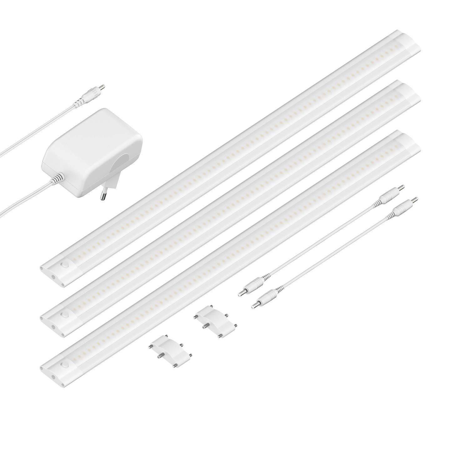 ledscom.de LED Unterbau-Leuchte SIRIS weiß matt, flach, je 50cm, je 655lm, weiß, 3er Set