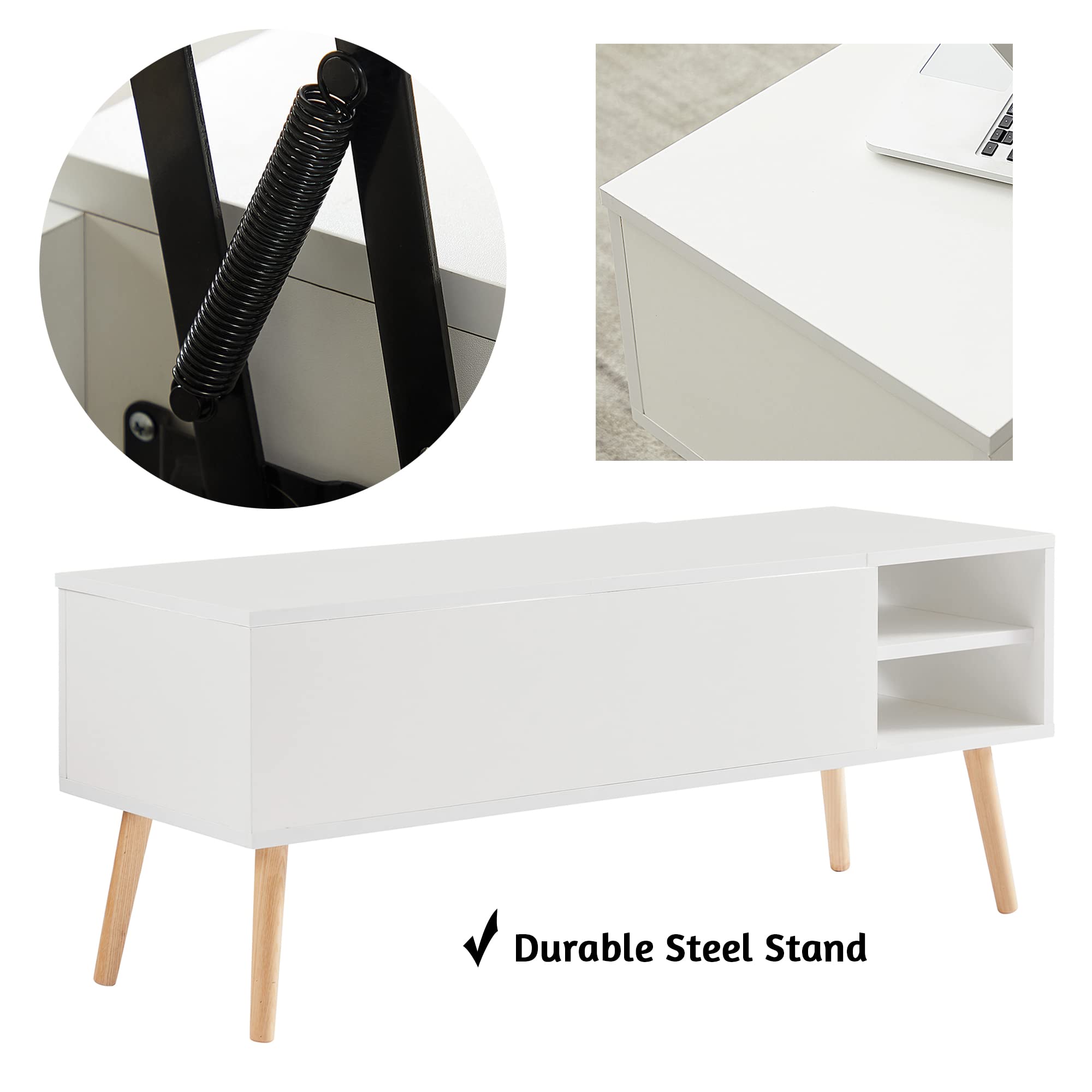 GOPLUS Table Basse Relevable Avec Compartiment Caché-Compartiments