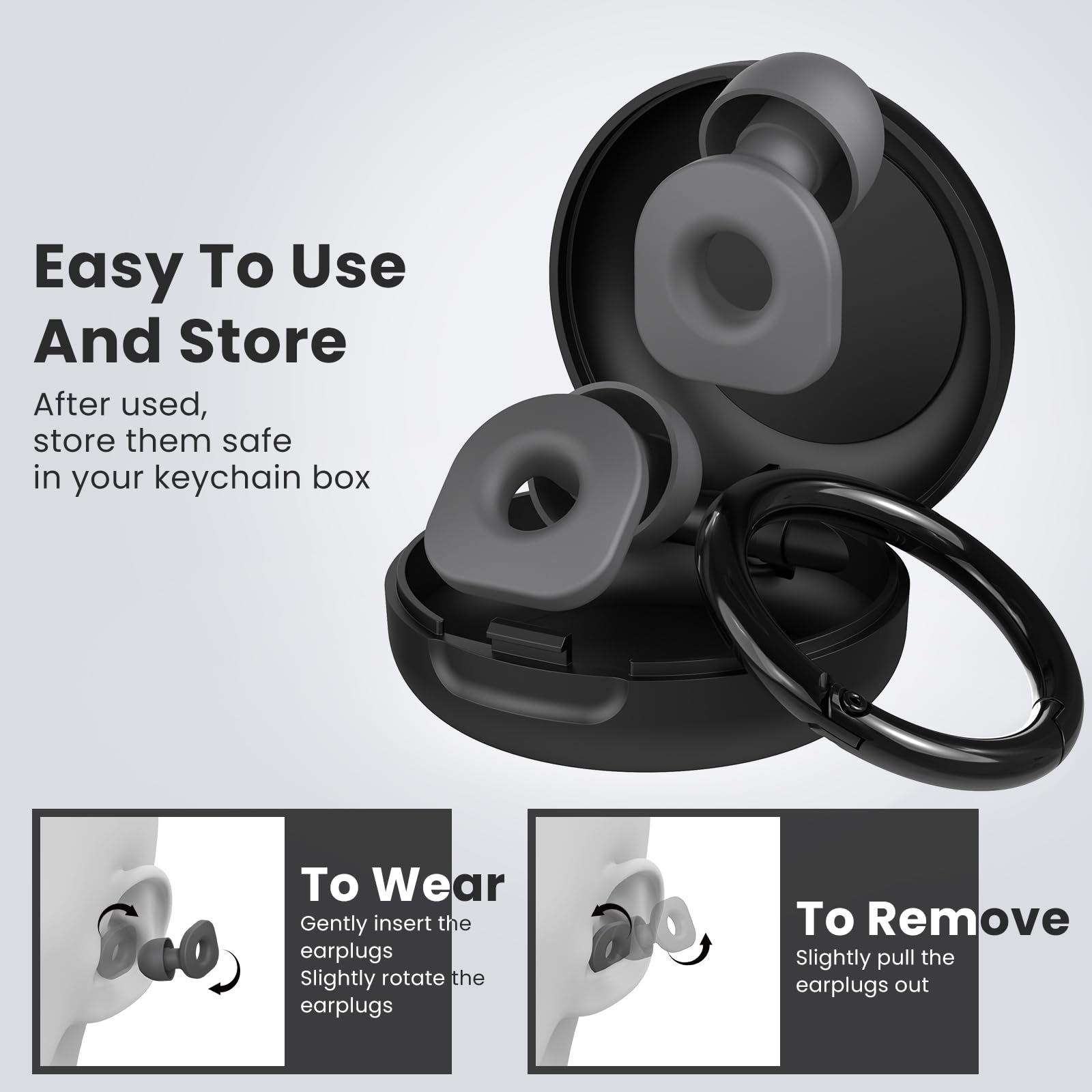 2 pares de tapones para los oídos para dormir, tapones reutilizables para los oídos con 8 pares de almohadillas para los oídos y un cable conector, tapones suaves para los oídos para reducción