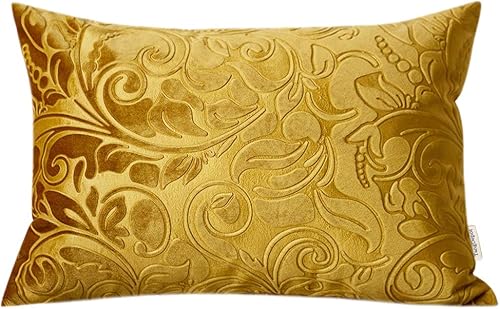 Miniatura 5 de Funda de cojín TangDepot de terciopelo pesado, con relieve, tela de terciopelo floral, anaglifo